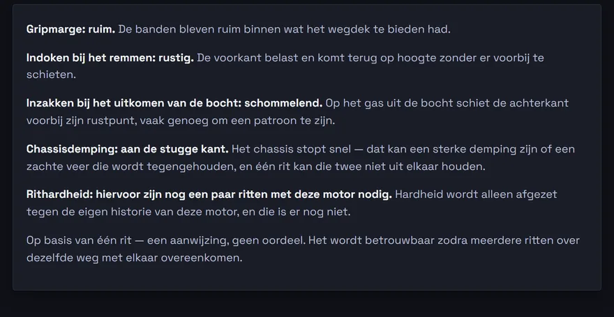 De metingen teruggelezen in gewone taal, ook waar er nog niets is om i